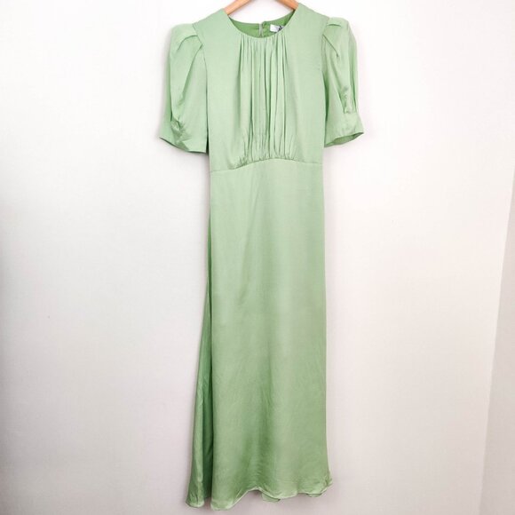Aiifos Short Sleeve Keyhole Back Maxi Dress in Green Medium - Picture 2 of 12